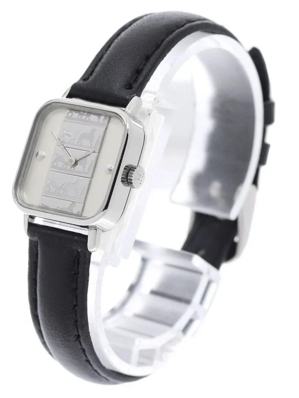HERMES Carriage pattern Silver Dial Quartz Ladies Watch_961419